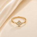 Anillo Flor con Cadena – Oro 10K