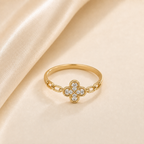 Anillo Flor con Cadena – Oro 10K