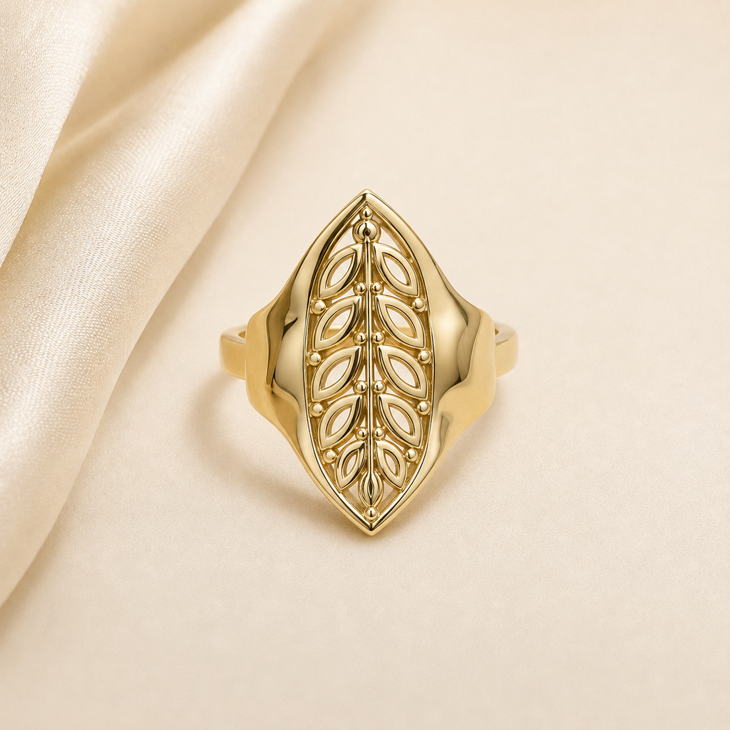 Anillo Hoja Elegante en oro 10K