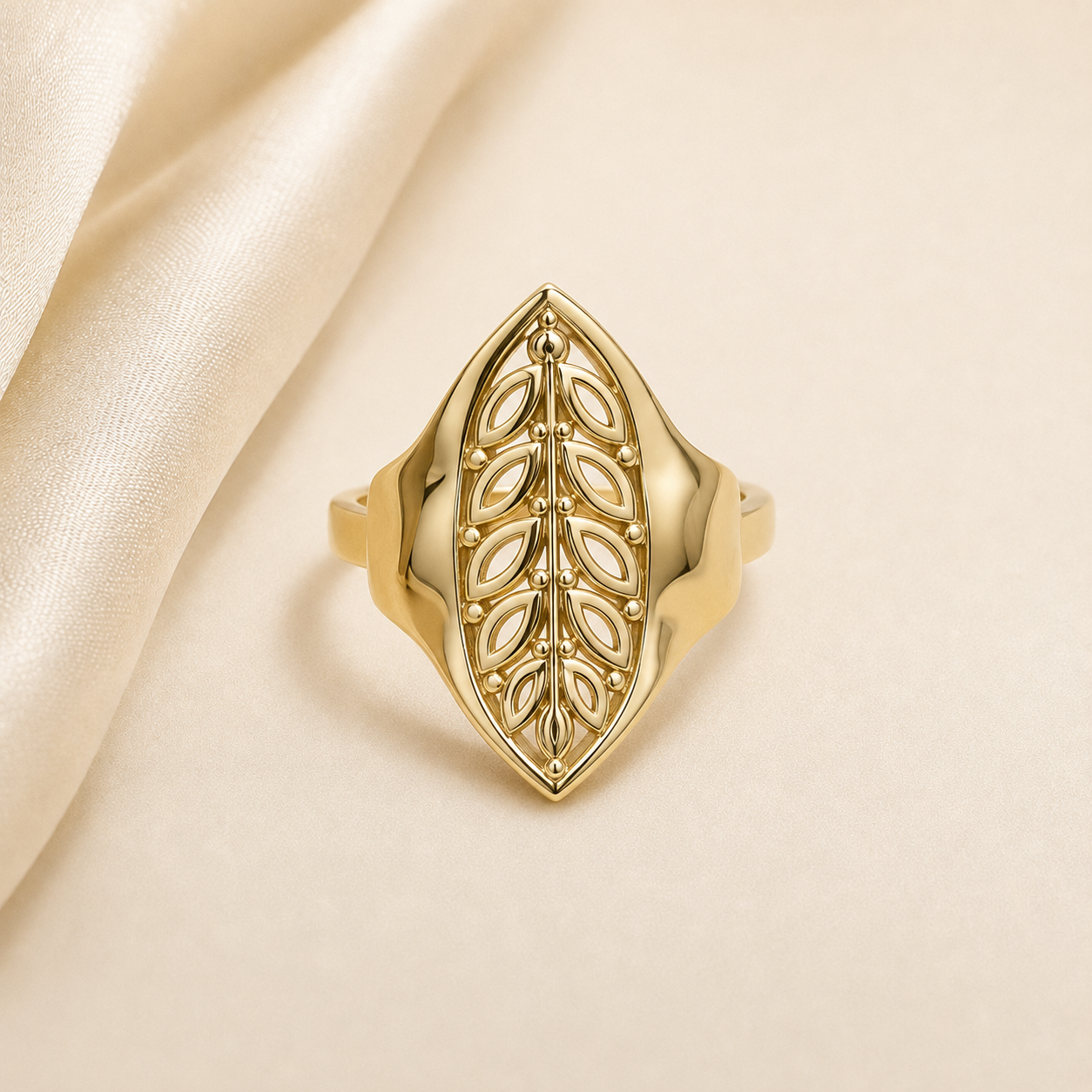 Anillo Hoja Elegante en oro 10K