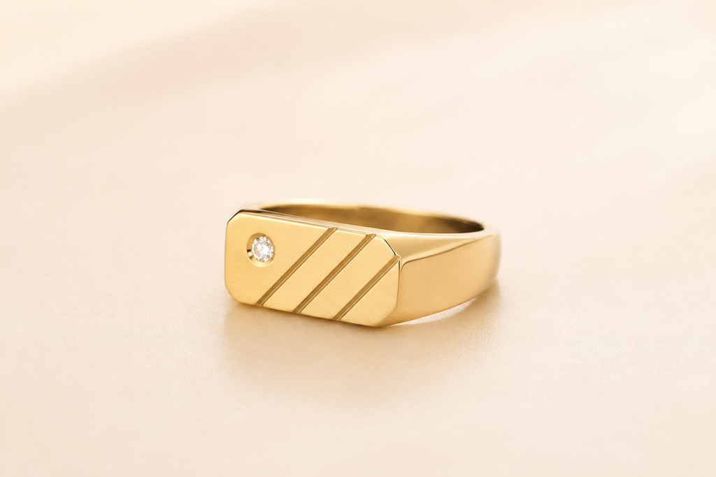Sortija de hombre rectangular en oro 10K