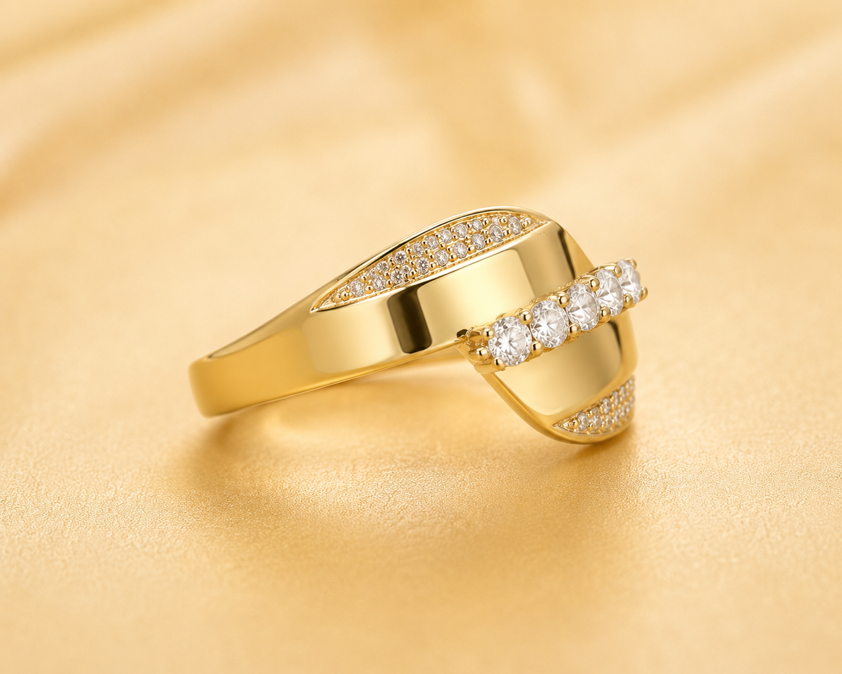 Anillo con bandas curvas 10K