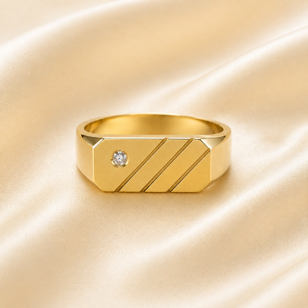 Sortija de hombre rectangular en oro 10K